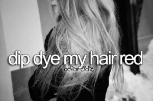 ... black and white, blonde, dip dye, girl, hair, quote, quotes, red, text