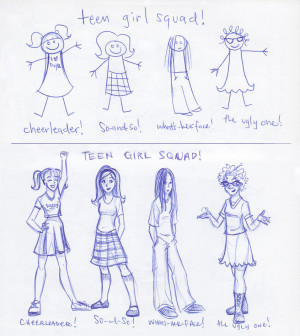 Sketch Of A Teenage Girl Teen girl squad in two styles