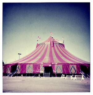 big top, circus, pink, stripes, tent, vintage - image #9546 on Favim