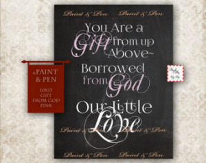 Gift From God Quote- Chalkboard Nursery Decor- Chalkboard Baby Shower ...