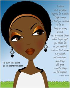 Wonder Marilyn Monroe Quote African American Version by Jaishi, $10 ...