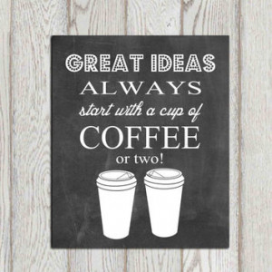 Chalkboard printable Coffee print Cup Great ideas Black white Office ...