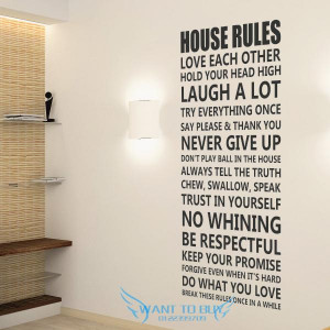 House Rules..Wall Sticker Quotes And Saying Decals Wallpaper home deco