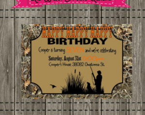 ... Hunting Happy Happy Happy Birthday Invitation - PRINTABLE - YOU PRINT