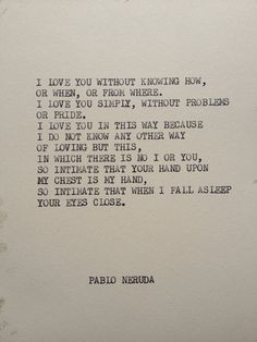 THE PABLO NERUDA Typewriter quote on 5x7 cardstock by WritersWire, $5 ...