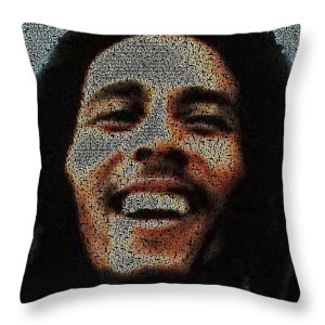 ... Pillows - Bob Marley Quotes Mosaic Throw Pillow by Paul Van Scott