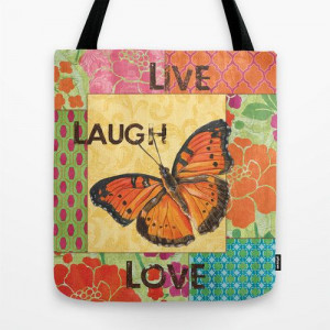 Gypsy Butterfly Inspirational Quote Colorful, washable Tote Bag ...