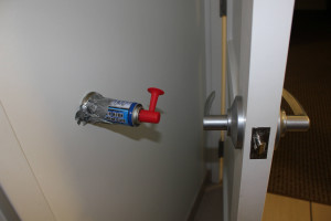 12. Tape an airhorn by the door handle.