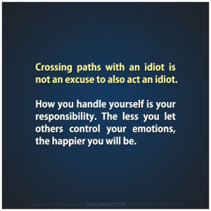 Crossing paths with an idiot is not an excuse to also act an idiot.