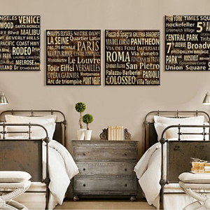 ... Canvas Print Words & Quotes Western Cities Set of 4 1301-0157 Reviews