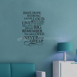 Details about Have Hope Never Give UP! Removable Vinyl Wall Quote ...