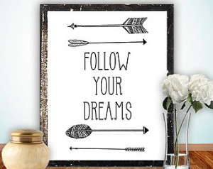 ... hand drawn digital typography Follow your dreams INSTANT DOWNLOAD
