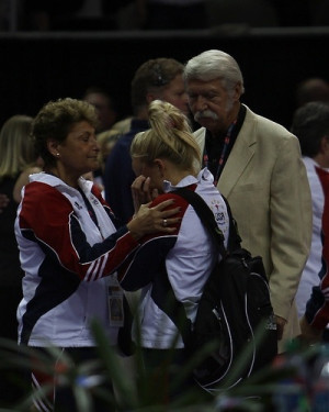 Nastia Liukin with Bela and Martha Karolyi. Photo: Heather Maynez