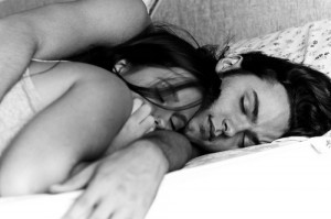 bed, black and white, boy, cuddle, cuple, cute, girl, love, snuggle