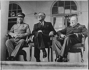 Picture of Franklin D. Roosevelt sitting with Churchill and Stalin in ...