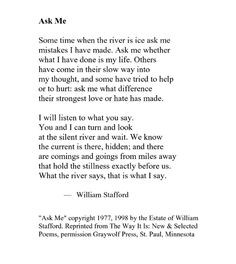 Ask Me - William Stafford