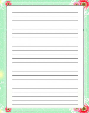 free printable Mother's day writing paper with green border