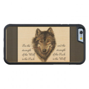 Watercolor Wolf Family Strength Quote Carved® Maple iPhone 6 Bumper
