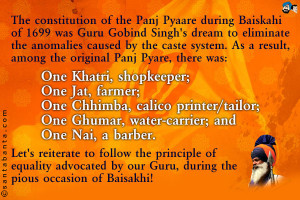 Gobind Singh's dream to eliminate the anomalies caused by the caste ...