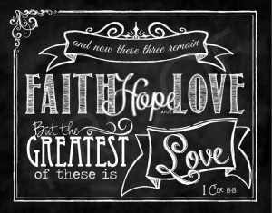 Scripture Art - I Corinthians 13:13 Chalkboard Style