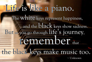 is like a piano: the white keys represent happiness, the black keys ...