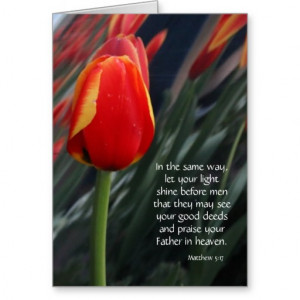 Tulip Easter Card w/ Bible Verse (Matthew 5:17)