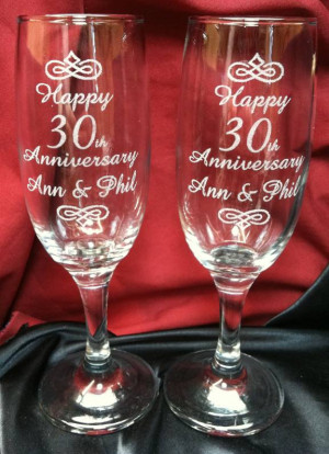 Anniversary Champagne Flutes Engraved, Personalized To Your Order