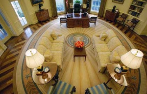 The Oval Office in 2008, during George W Bush's presidency. Photo: AP