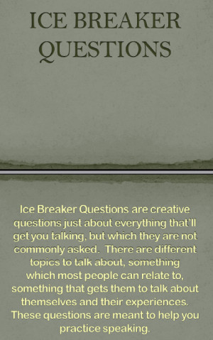 ice breaker questions part 1