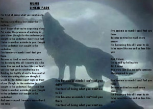 Linkin Park Numb Lyrics Image