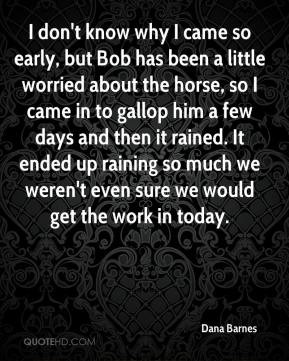 Dana Barnes - I don't know why I came so early, but Bob has been a ...