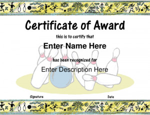 Bowling Certificates Template