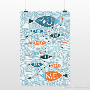 Drawing Messages The Sea Little Fish Handpainted Blue Picture Ocean ...