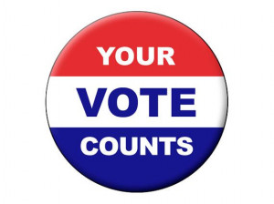 Your Vote Counts Pin Patriotic Red White and Blue 2.25