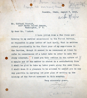 05. Letter from Frank Fenn to Gifford Pinchot , August 7, 1912