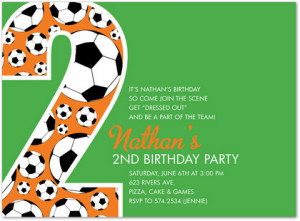 Soccer Number Two Green Birthday Party Invitations - Stationery Invite