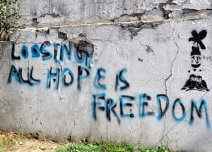 Banksy inspired graffiti at Zorawar Singh Chowk in Jammu. The quote ...