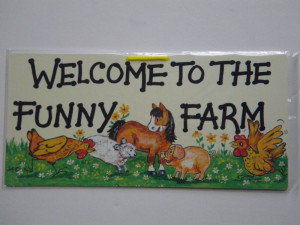 Smiley Sign Fun Sayings Signs Old Rooster and Cute Chick Live Here