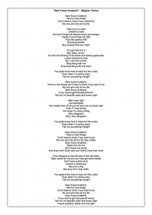 Husband - Meghan Trainor Hailey Lyrics, Dear Future Husband Lyrics ...