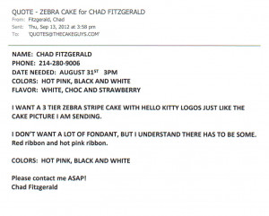 EMAIL ALL QUOTE REQUESTS HERE: QUOTES@THECAKEGUYS.COM