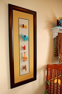 nursery artwork with framed toys for baby room ideas