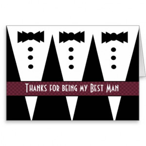 BEST MAN Thank You - Three Tuxedos - Customizable Card