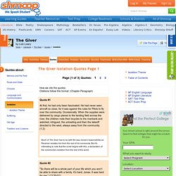 ... over the community. Occasionally. The Giver Isolation Quotes Page 1