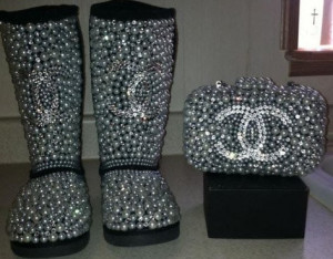white pearl chanel ugg boots