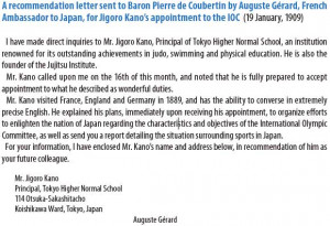 Jigoro Kano Accepts IOC Membership