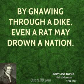 Edmund Burke - By gnawing through a dike, even a rat may drown a ...