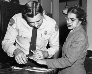 Mrs Rosa Parks, a seamstress, being fingerprinted after her refusal to ...