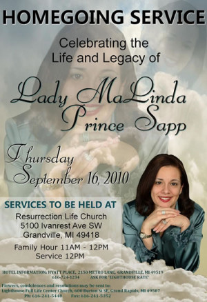 LIVESTREAMING of Homegoing Services for Lady MaLinda Sapp, wife of ...