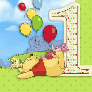 Disney Pooh and Pals 1st Birthday Lunch Napkins - Package includes (16 ...