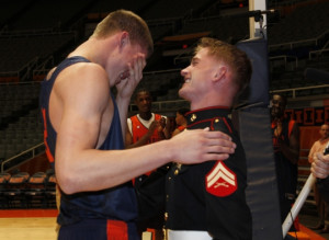 ... Leonard getting surprised by his military brother coming home early